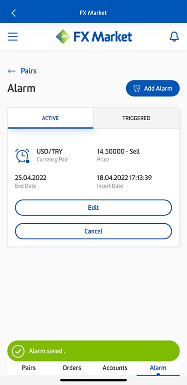 FX Market Add Alarm